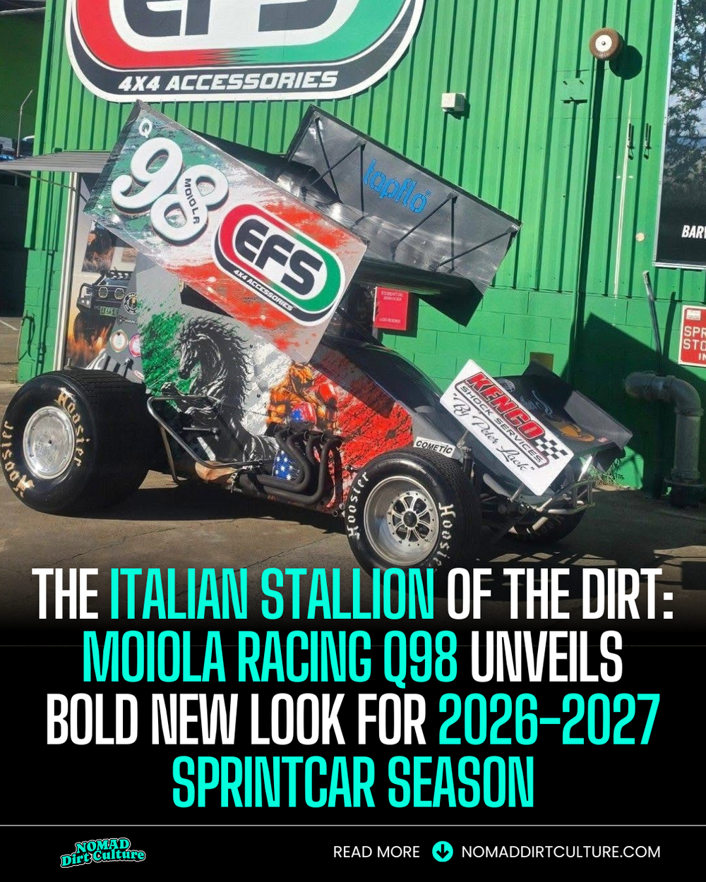THE ITALIAN STALLION OF THE DIRT: Moiola Racing Q98 Unveils Bold New Look for 2026-2027 Sprintcar Season