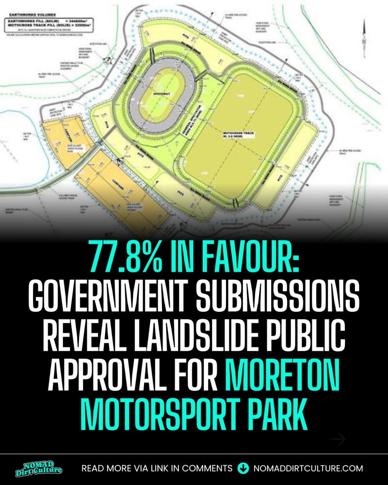 77.8% IN FAVOUR: GOVERNMENT SUBMISSIONS REVEAL LANDSLIDE PUBLIC APPROVAL FOR MORETON MOTORSPORT PARK